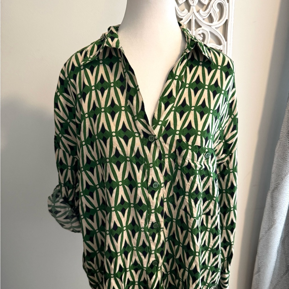 Zara-Geometric print Blouse